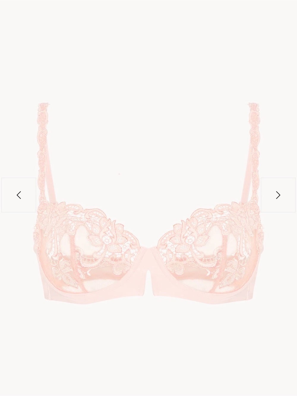 Simone Perele Saga Sheer Demi Lace Underwire Bra in Blushing Pink 34E(DD)